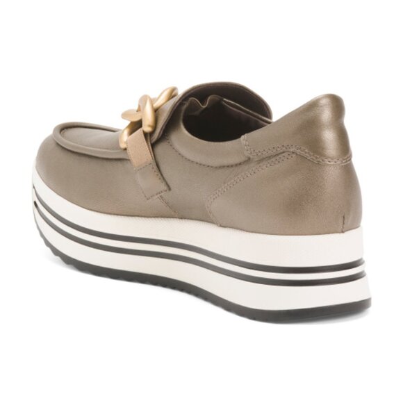 NEROGIARDINI Made In Italy Leather Chain Platform Slip On Shoes - Picture 2 of 3